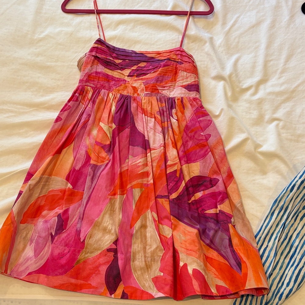 H&M Pink and Orange Floral Mini Dress